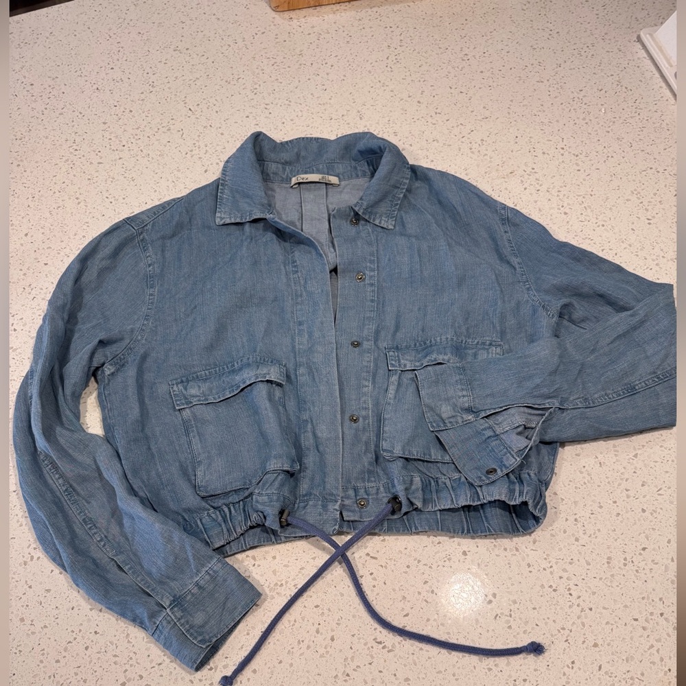 Dex Light Blue Denim tencel Jacket with Drawstring